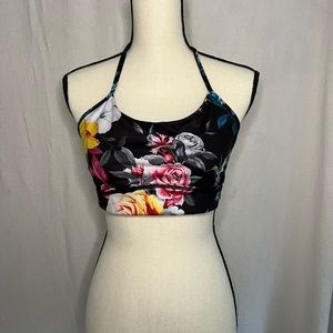 Zyia Black Floral Sports Bra